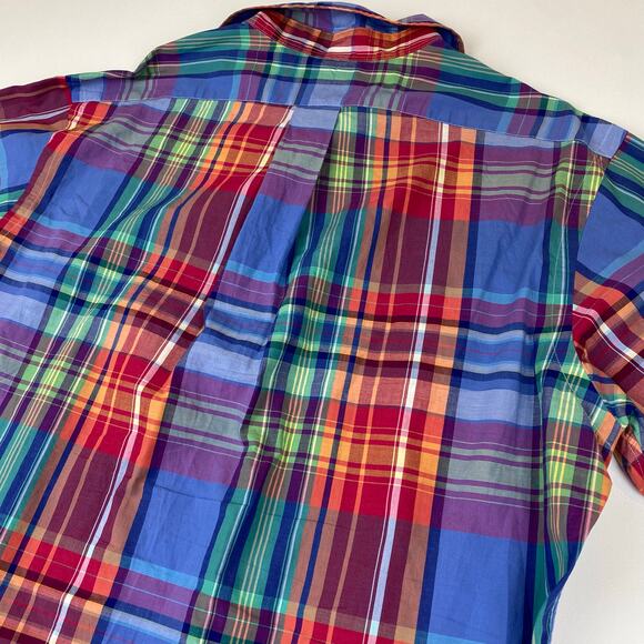 Ralph Lauren Plaid Button Up Custom Fit Colorful Yellow Pony Mens Large - Picture 3 of 8